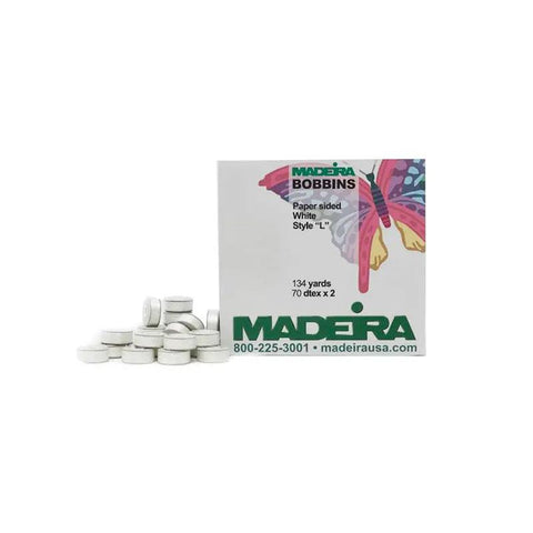 Madeira Paper Sided White Bobbin Style "L" 134yrd - 144ct